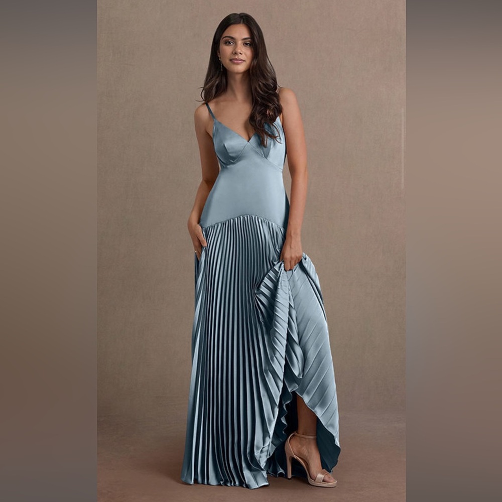 Azazie Powder Blue Dropped Waist Dress